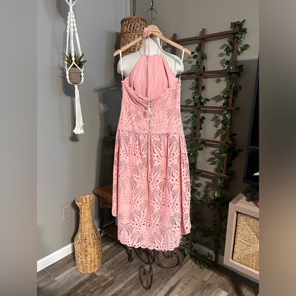 ▪️Farm Rio Palm Tree scalloped broderie anglaise cotton midi dress - Picture 9 of 14